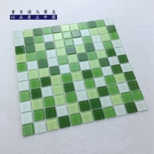 Green mixed interior crystal glass Mosaic tile wall pasted granule 25mm 300*300