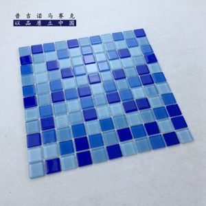 Polished Glass Crystal Mosaic Tile in Blue Shades