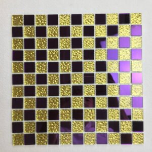 CM-001 Gold and Purple Self-Adhesive Glass Mosaic Tile