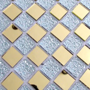 CM-002 Gold and Silver Self-Adhesive Glass Mosaic Tile