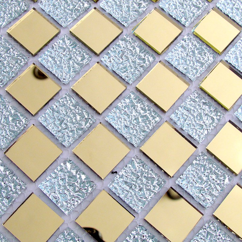 CM-002 Gold and Silver Self-Adhesive Glass Mosaic Tile mosaic tile