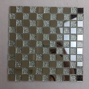 CM-003 Dark Gray and Silver Self-Adhesive Glass Mosaic Tile