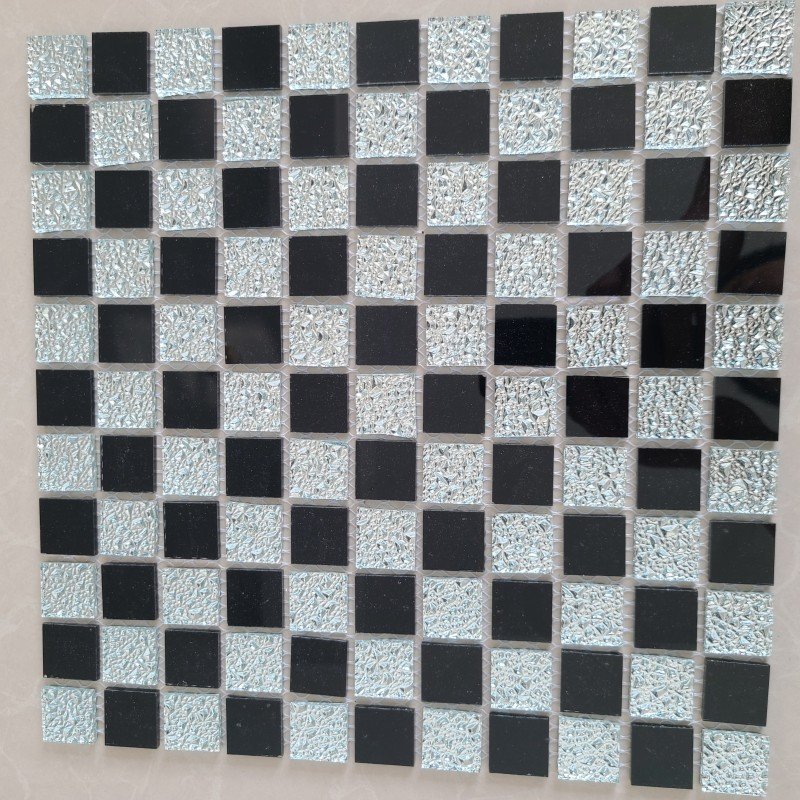 CM-006 Black, Silver and White Self-Adhesive Glass Mosaic Tile mosaic tile