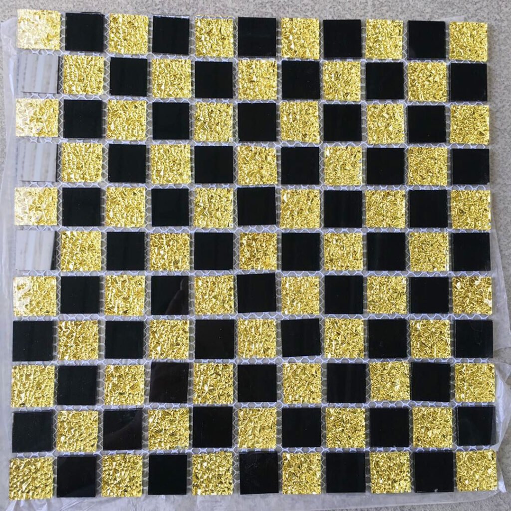 CM-007 Black, Gold and Silver Self-Adhesive Glass Mosaic Tile mosaic tile