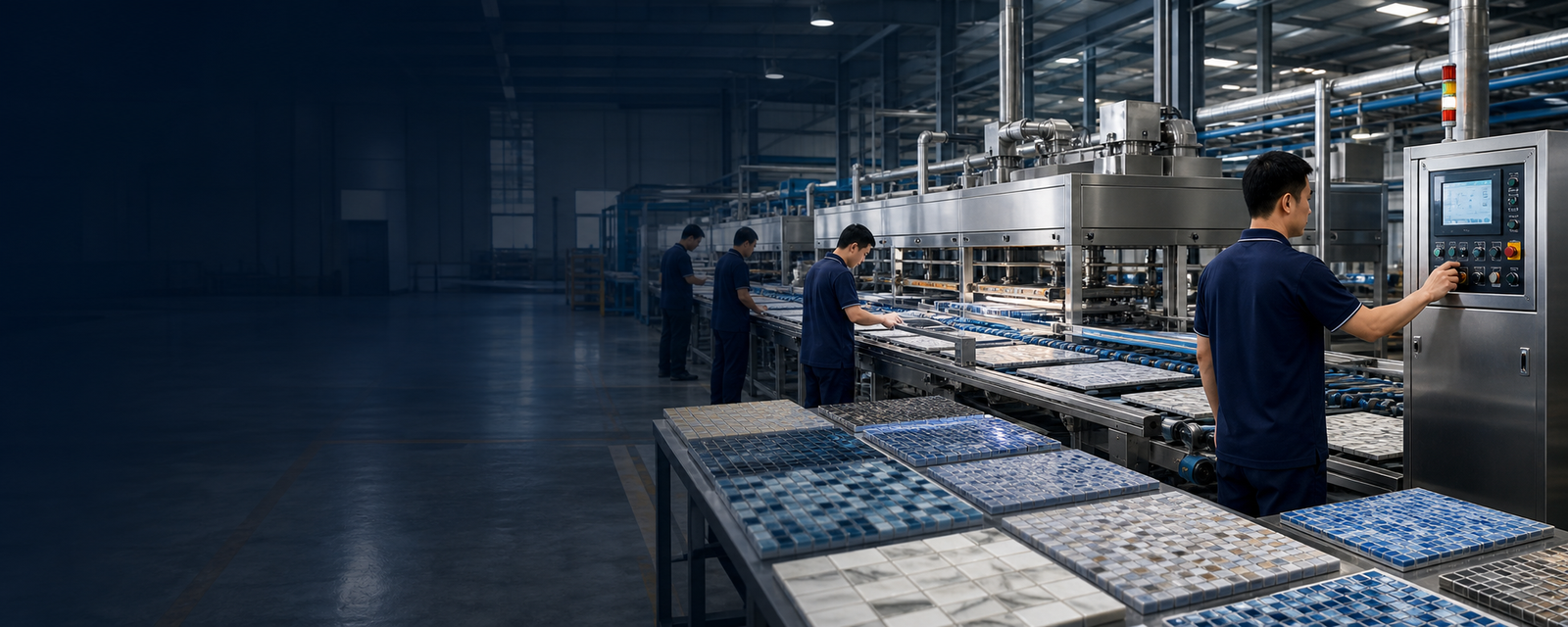 Mosaic tile factory production line visualization