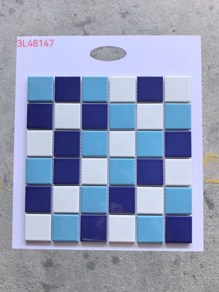 CM-CE-012 Navy & White Checker Ceramic Mosaic Tile mosaic tile