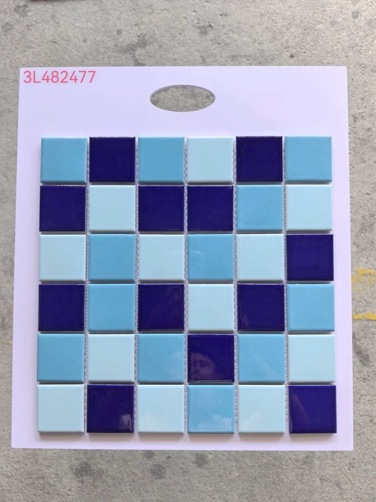 CM-CE-014 Blue & White Checker Ceramic Mosaic Tile mosaic tile