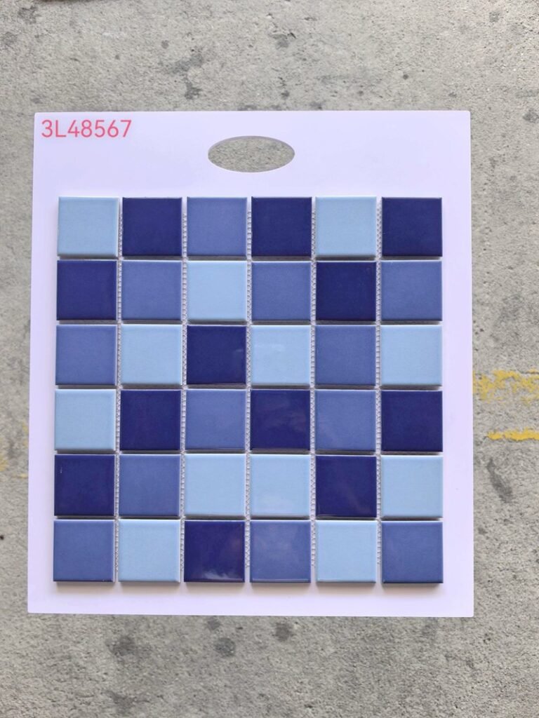 CM-CE-015 Blue & White Checker Ceramic Mosaic Tile mosaic tile