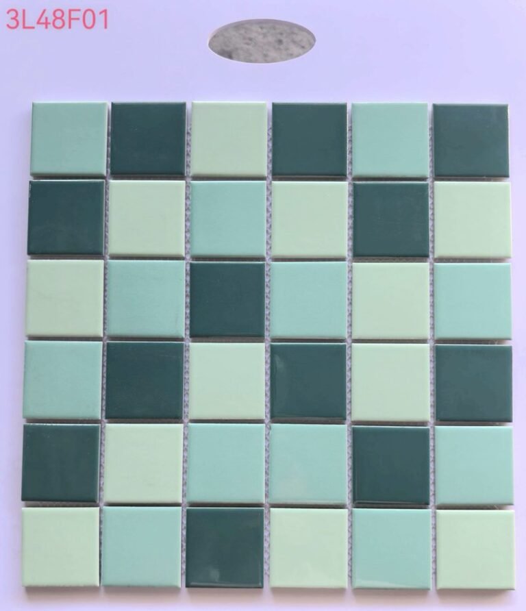 CM-CE-073 Green & Cream Checker Ceramic Mosaic Tile mosaic tile