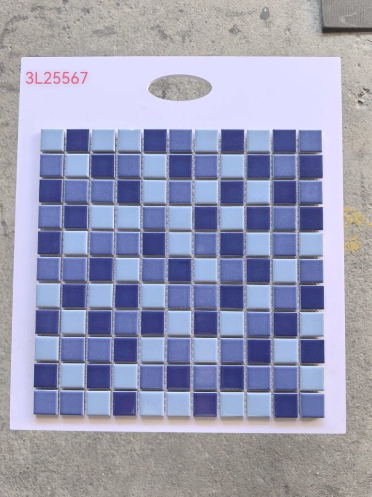 CM-CE-087 Navy Blue & White Mix Ceramic Mosaic Tile mosaic tile