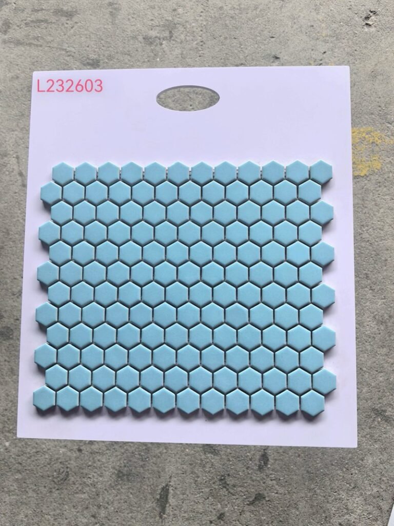 CM-CE-114 Aqua Blue Hexagon Ceramic Mosaic Tile mosaic tile