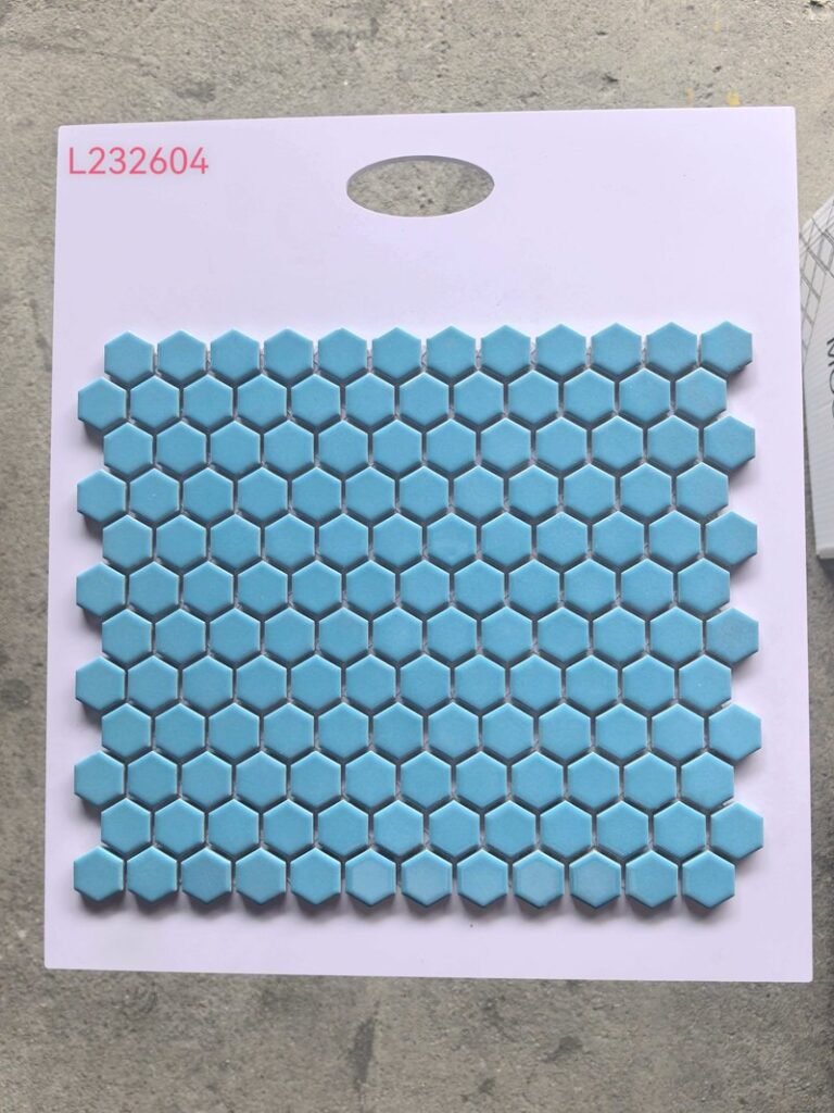 CM-CE-115 Aqua Blue Hexagon Ceramic Mosaic Tile mosaic tile