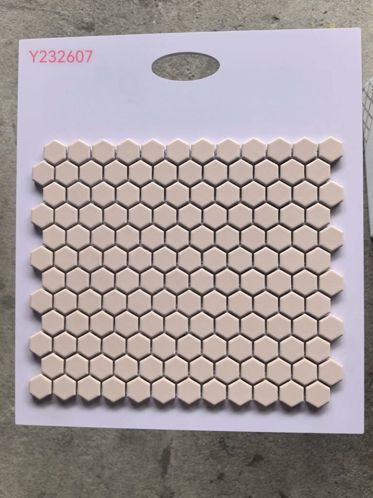 CM-CE-117 Blush Beige Hexagon Ceramic Mosaic Tile mosaic tile