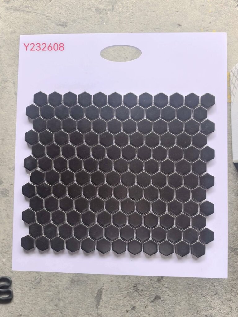 CM-CE-118 Charcoal Black Hexagon Ceramic Mosaic Tile mosaic tile