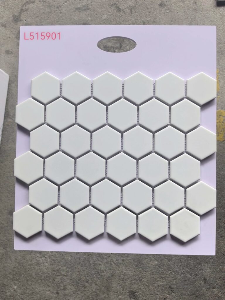 CM-CE-121 Off White Hexagon Ceramic Mosaic Tile mosaic tile