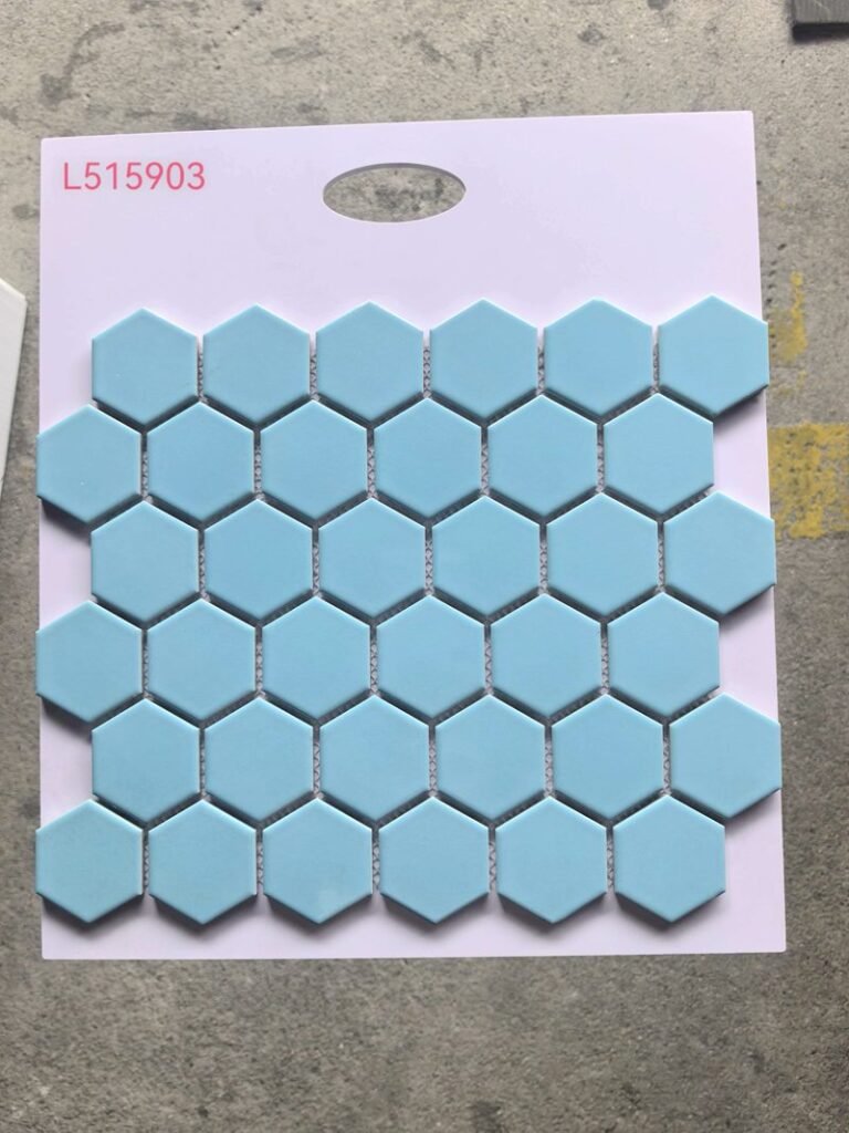 CM-CE-123 Light Blue Hexagon Ceramic Mosaic Tile mosaic tile