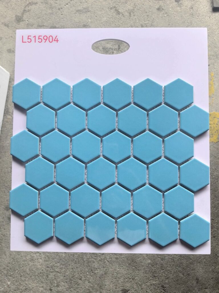 CM-CE-124 Medium Blue Hexagon Ceramic Mosaic Tile mosaic tile