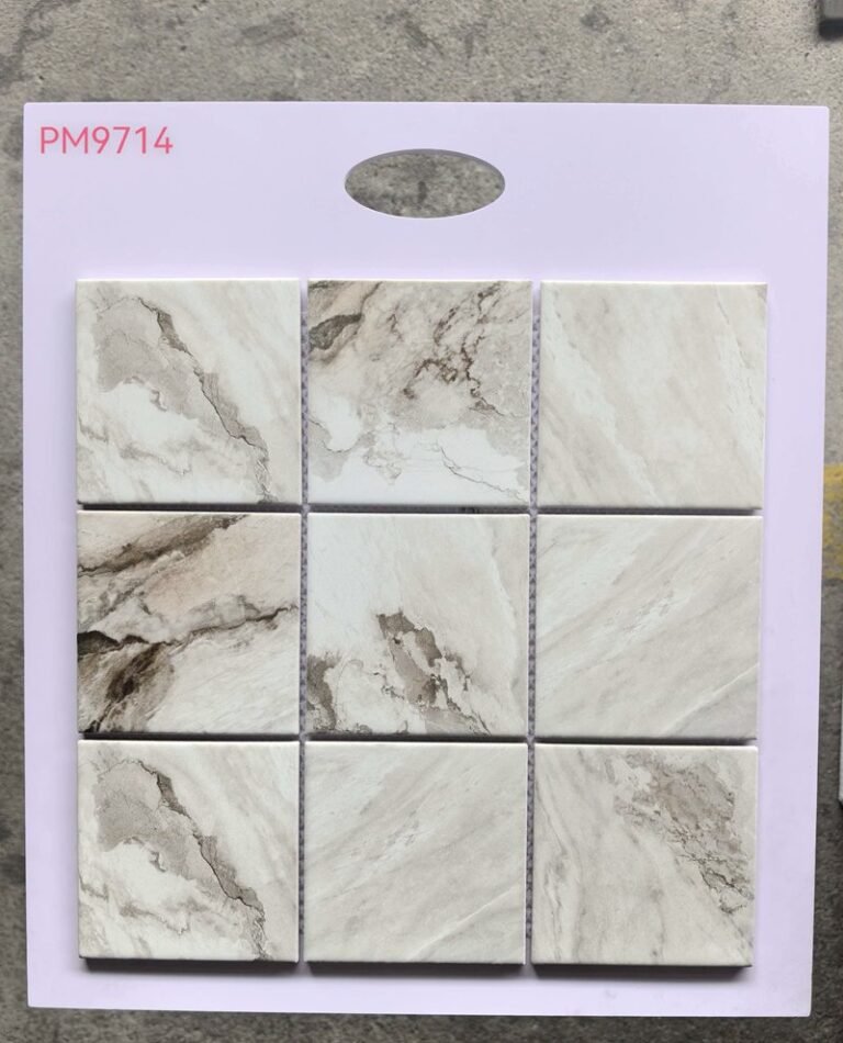 CM-CE-200 White Brown Marble Large Format Ceramic Mosaic Tile mosaic tile