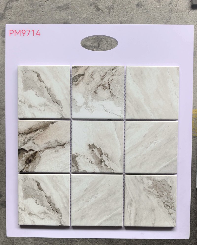 CM-CE-200 White Brown Marble Large Format Ceramic Mosaic Tile mosaic tile
