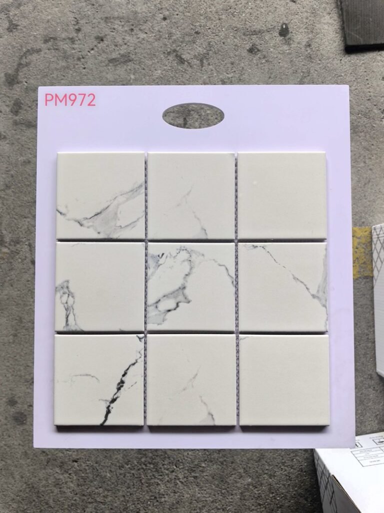 CM-CE-206 White Grey Marble Large Format Ceramic Mosaic Tile mosaic tile