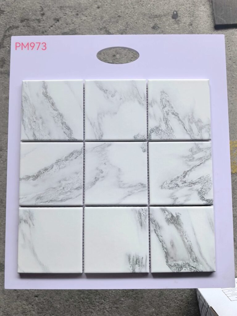 CM-CE-207 White Grey Marble Large Format Ceramic Mosaic Tile mosaic tile