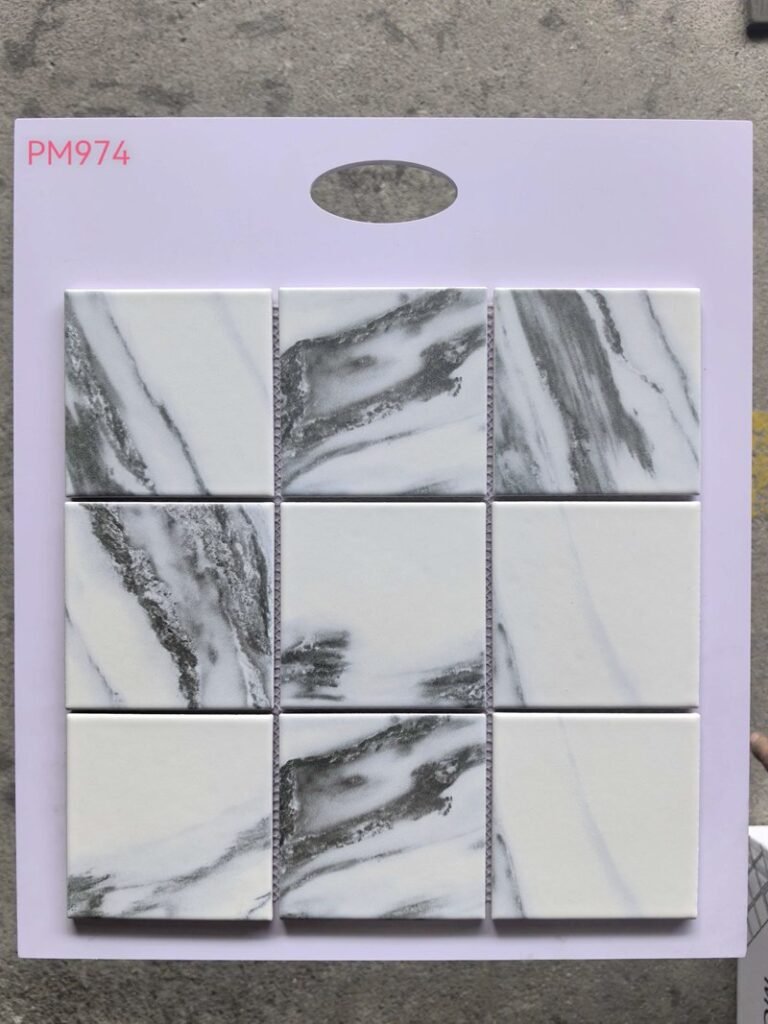 CM-CE-214 White Black Marble Large Format Ceramic Mosaic Tile mosaic tile