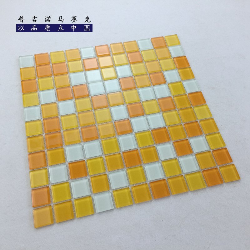 CM-CR-012 Orange Yellow Mix Crystal Glass Mosaic Tile mosaic tile