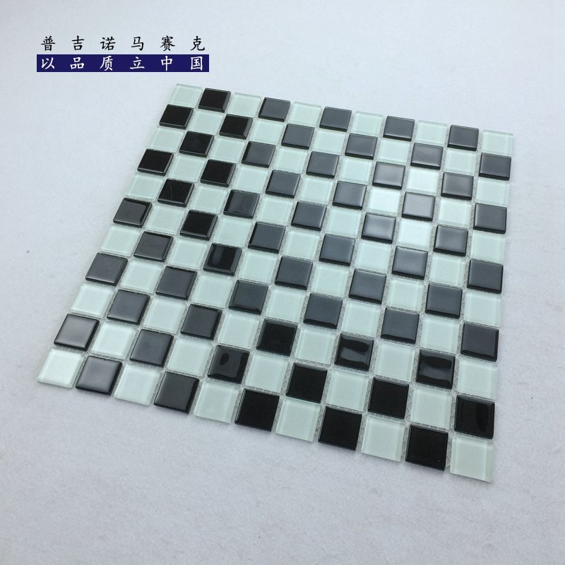 CM-CR-018 Black White Mix Crystal Glass Mosaic Tile mosaic tile