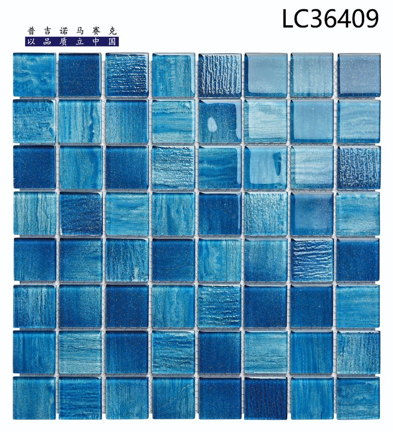 CM-CR-073 Azure Blue Mix Crystal Glass Mosaic Tile mosaic tile