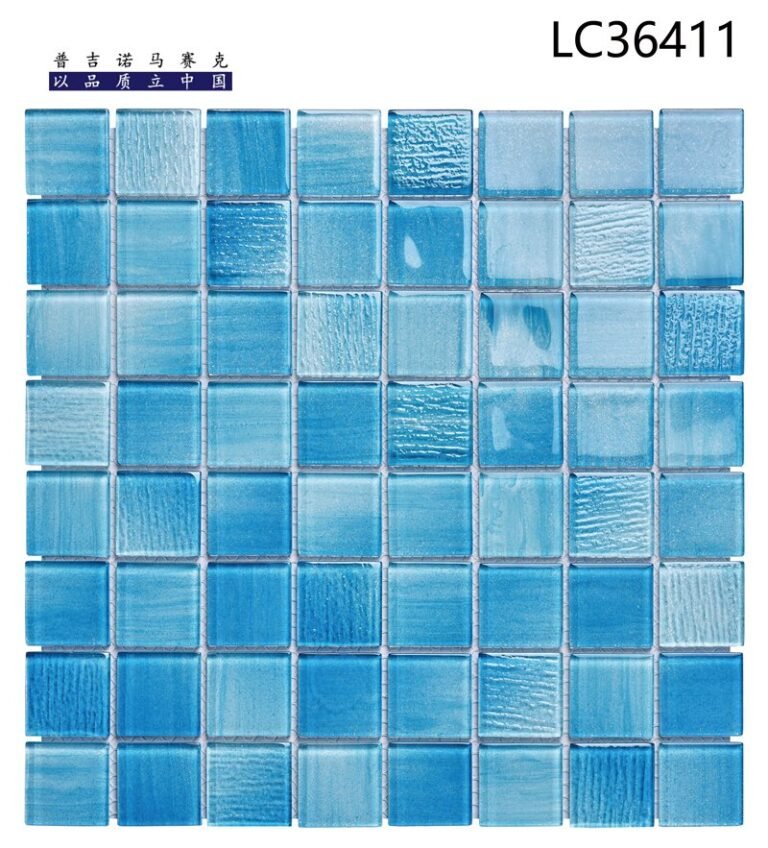 CM-CR-075 Teal Streaked Mix Crystal Glass Mosaic Tile mosaic tile
