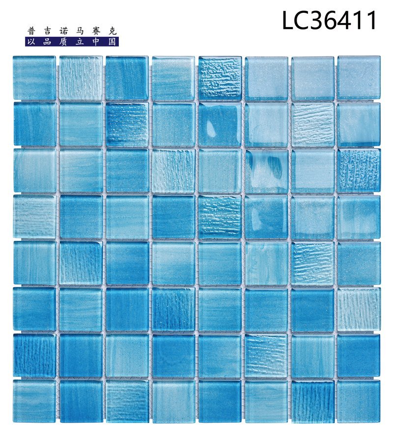 CM-CR-075 Teal Streaked Mix Crystal Glass Mosaic Tile mosaic tile