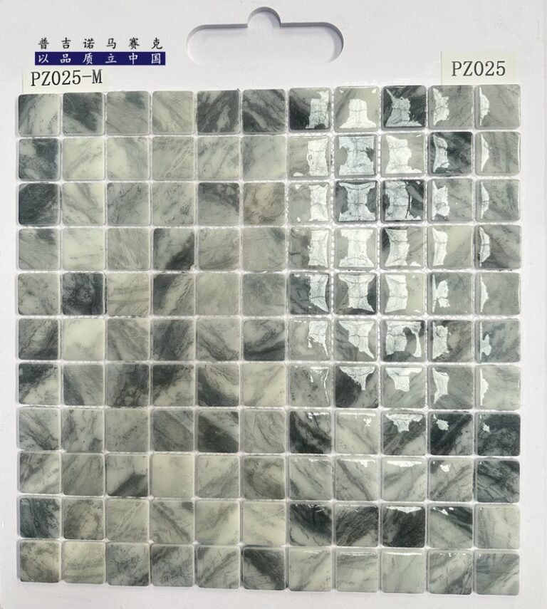 CM-CR-092 Grey White Marble Mix Crystal Glass Mosaic Tile mosaic tile