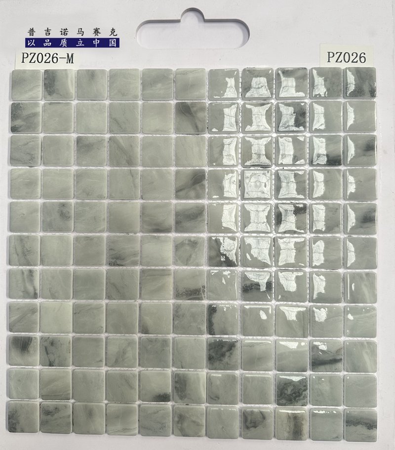 CM-CR-093 Silver Grey Marble Mix Crystal Glass Mosaic Tile mosaic tile