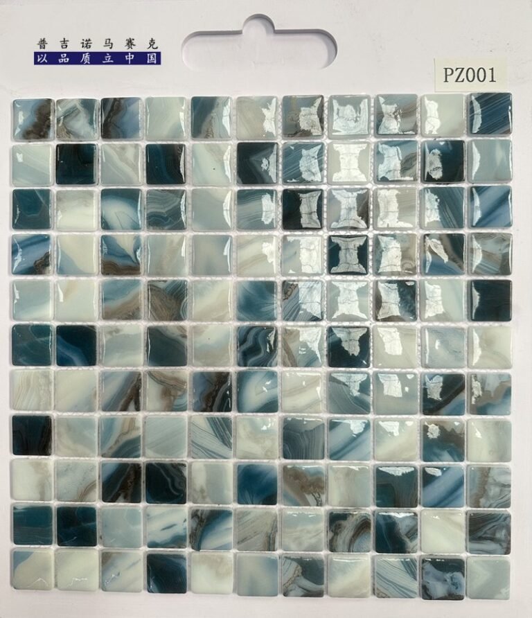 CM-CR-104 Black Blue White Mix Crystal Glass Mosaic Tile mosaic tile