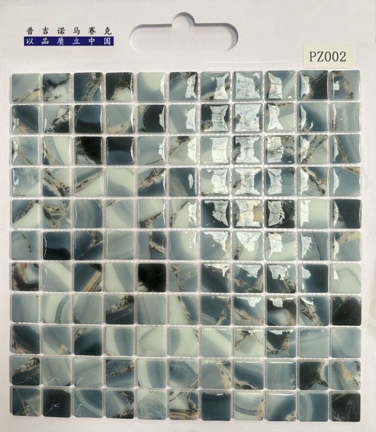 CM-CR-105 Black Teal White Mix Crystal Glass Mosaic Tile mosaic tile
