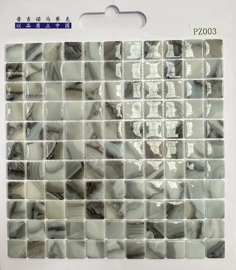 CM-CR-106 Grey Black Marble Crystal Glass Mosaic Tile mosaic tile