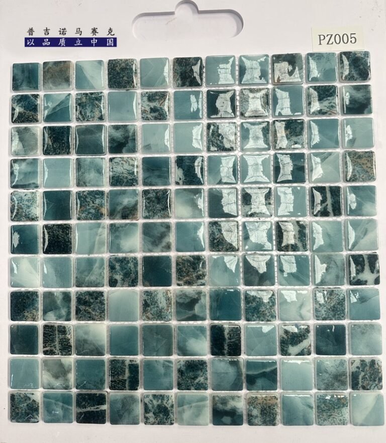 CM-CR-108 Teal White Marble Crystal Glass Mosaic Tile mosaic tile