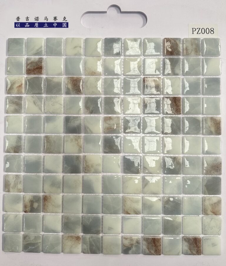 CM-CR-111 White Teal Marble Crystal Glass Mosaic Tile mosaic tile