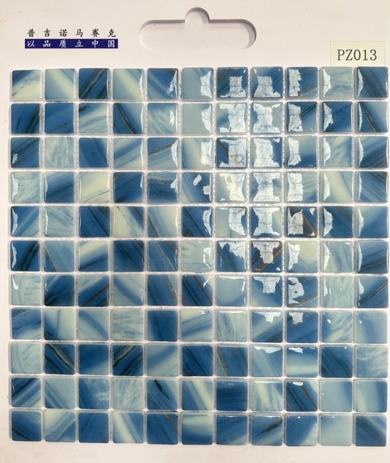 CM-CR-116 Cobalt White Marble Crystal Glass Mosaic Tile mosaic tile