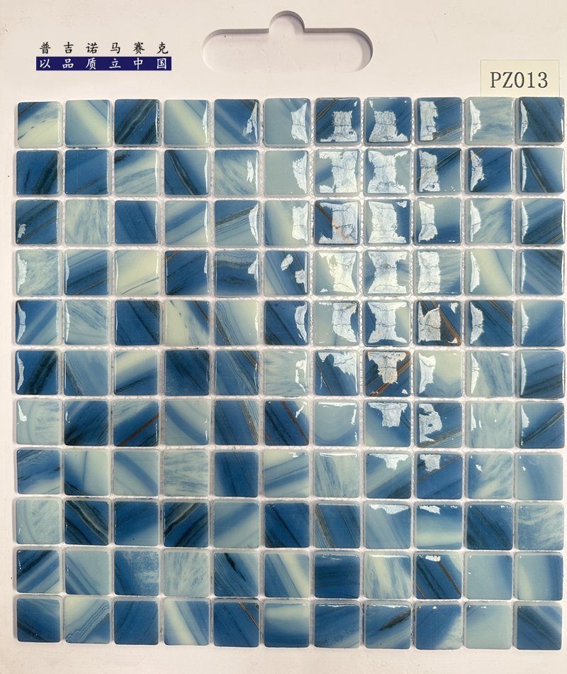 CM-CR-116 Cobalt White Marble Crystal Glass Mosaic Tile mosaic tile