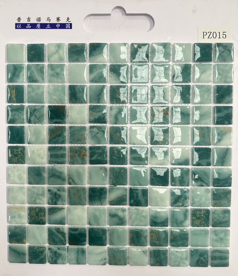CM-CR-118 Teal White Marble Crystal Glass Mosaic Tile mosaic tile