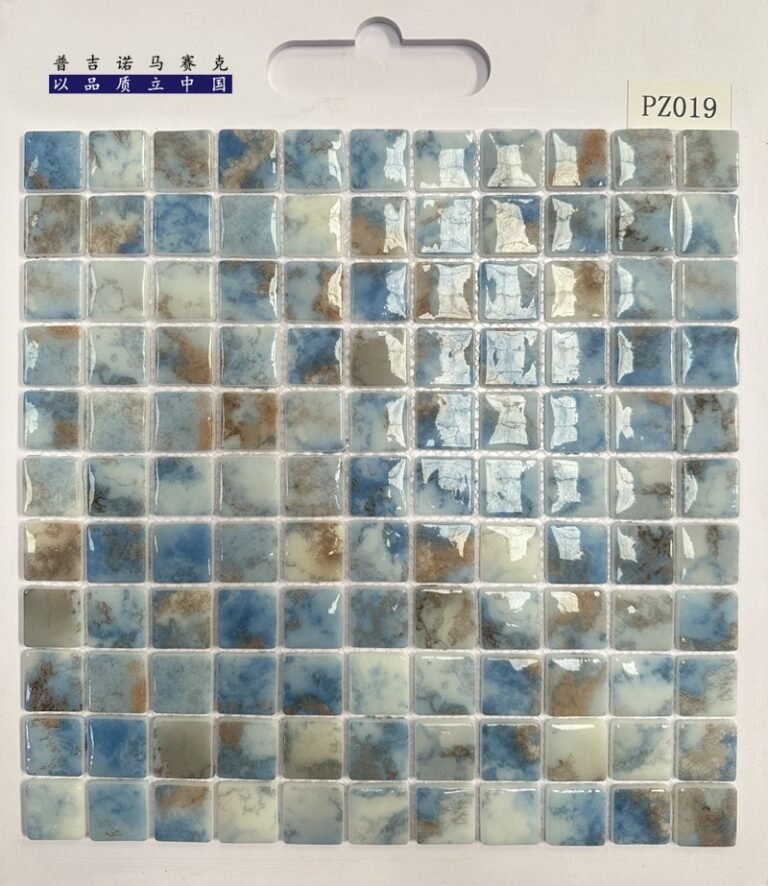 CM-CR-122 Blue Beige Marble Crystal Glass Mosaic Tile mosaic tile