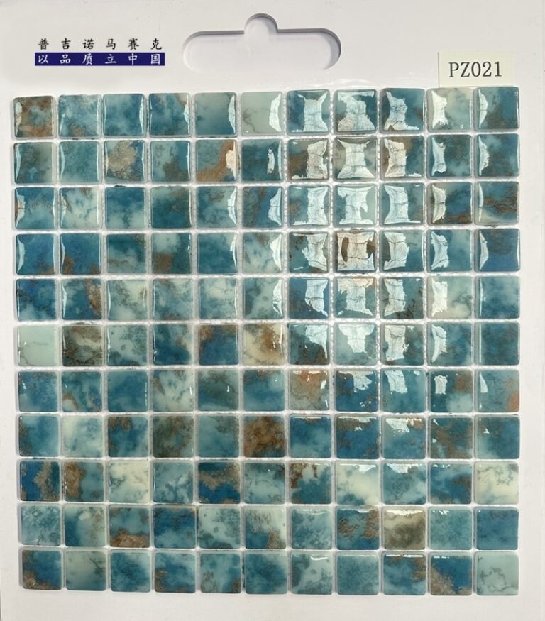 CM-CR-124 Teal Grey Marble Crystal Glass Mosaic Tile mosaic tile