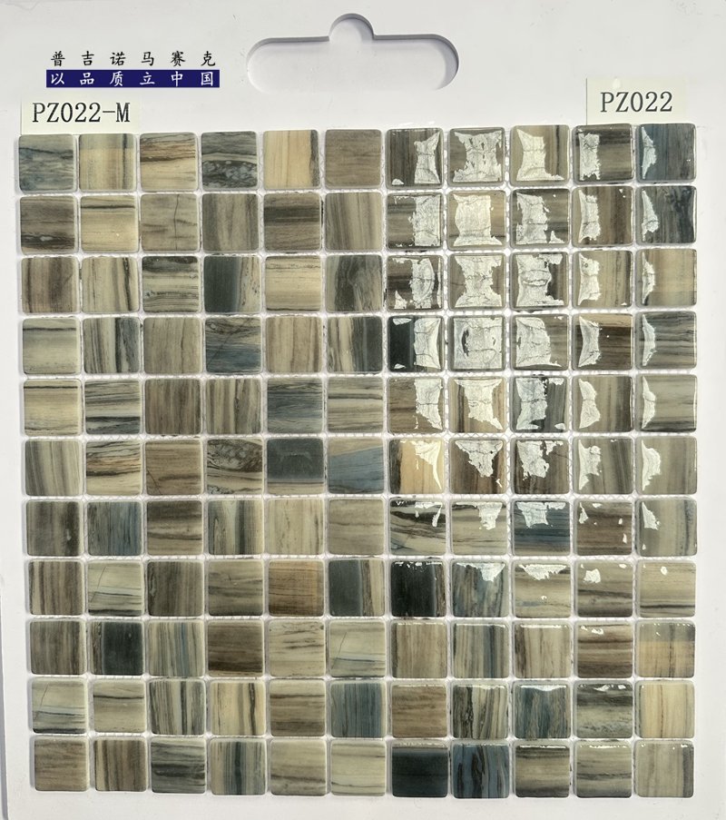 CM-CR-125 Grey Beige Marble Crystal Glass Mosaic Tile mosaic tile