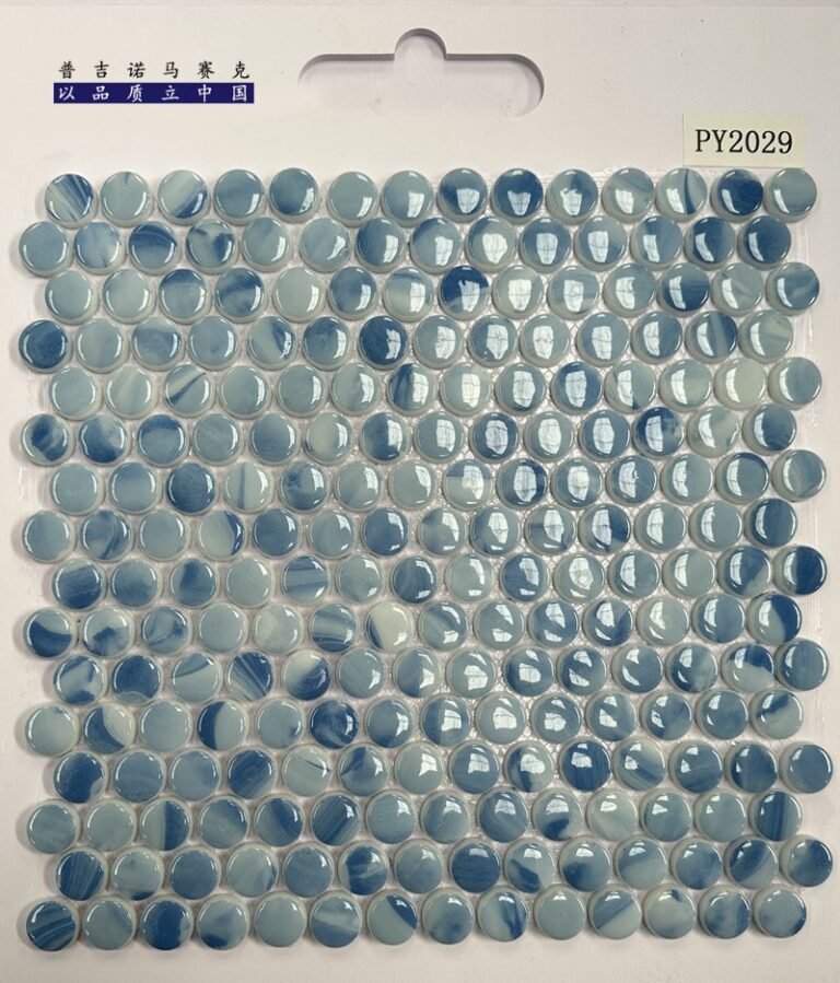 CM-CR-130 Blue Mix Round Chip Crystal Glass Mosaic Tile mosaic tile