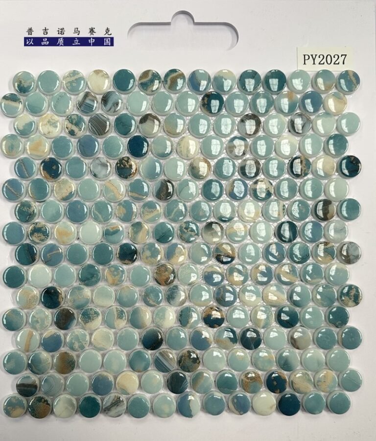 CM-CR-131 Teal Mix Round Chip Crystal Glass Mosaic Tile mosaic tile