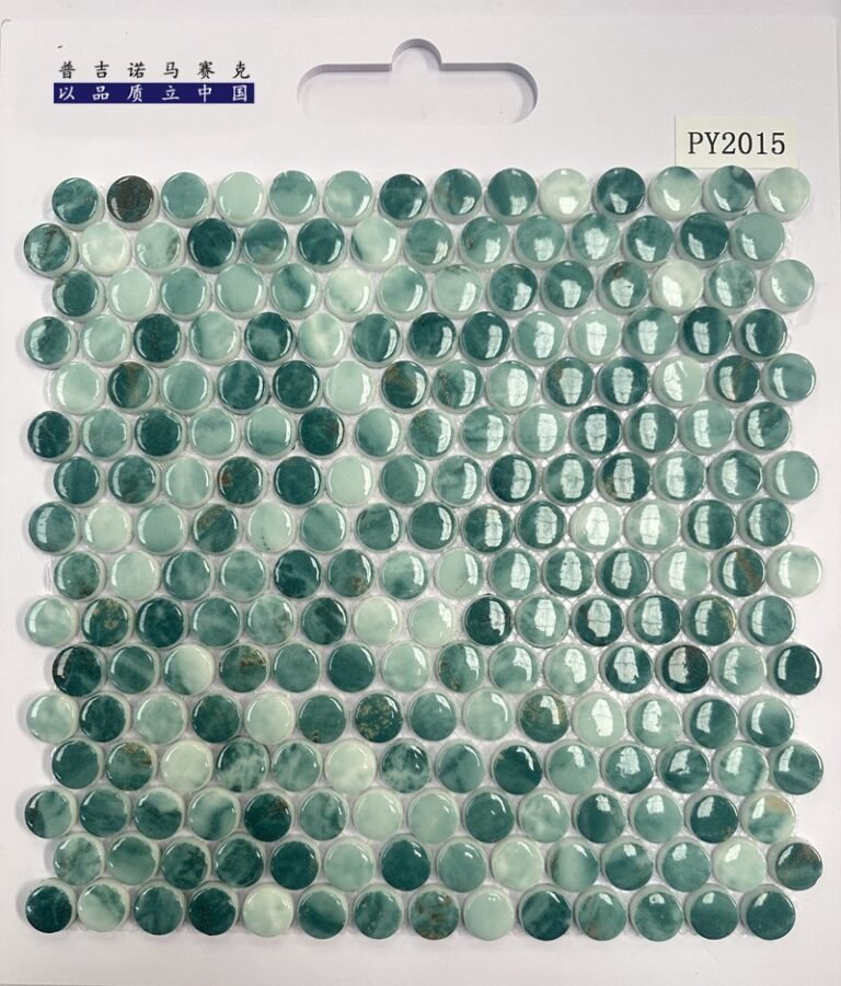 CM-CR-136 Blue Teal Mix Round Chip Crystal Glass Mosaic Tile mosaic tile