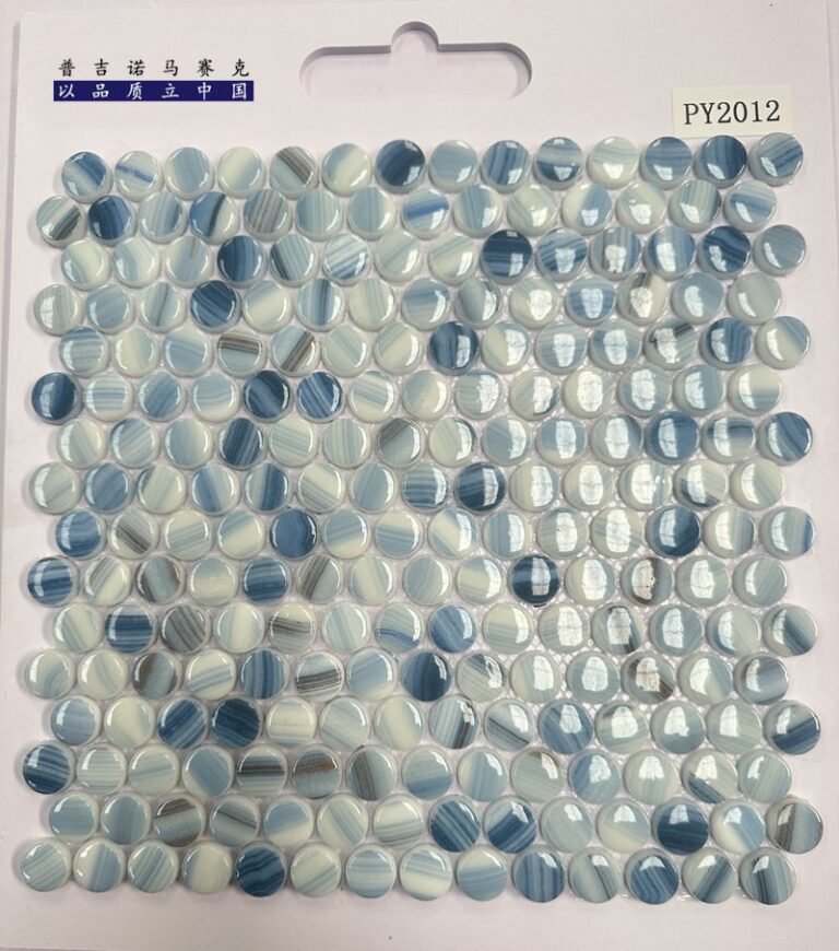 CM-CR-139 Grey White Mix Round Chip Crystal Glass Mosaic Tile mosaic tile