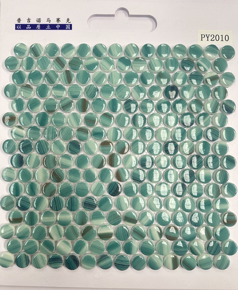 CM-CR-141 Grey Beige Mix Round Chip Crystal Glass Mosaic Tile mosaic tile