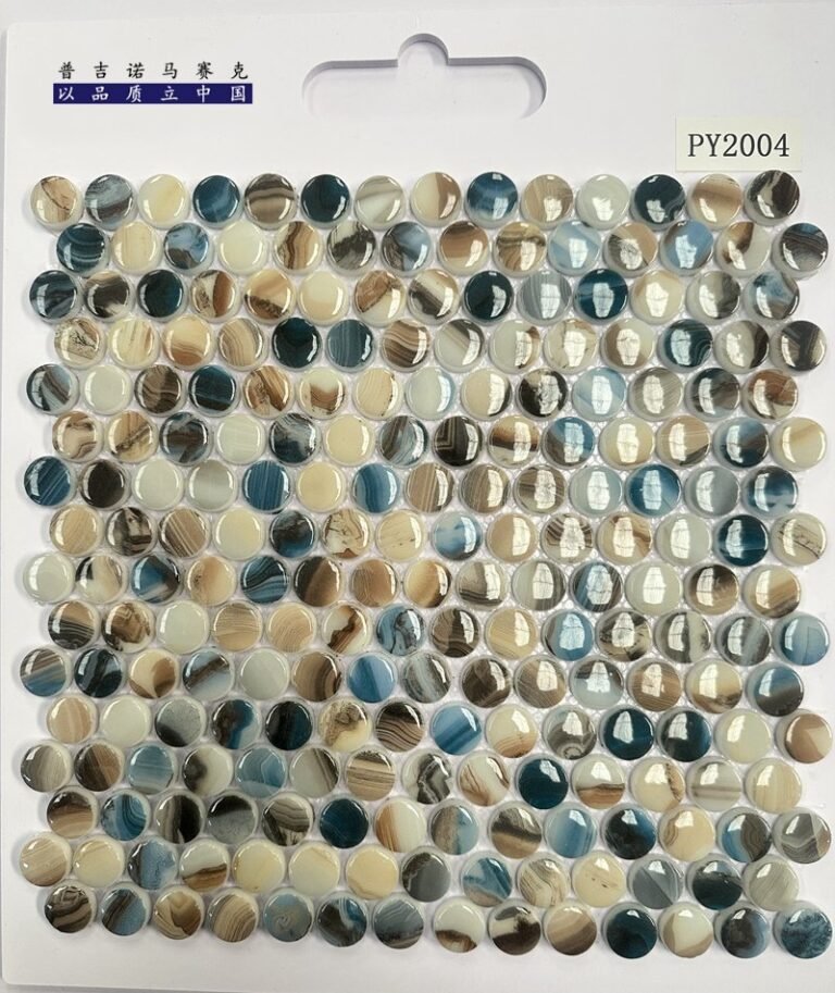 CM-CR-144 Blue White Mix Round Chip Crystal Glass Mosaic Tile mosaic tile